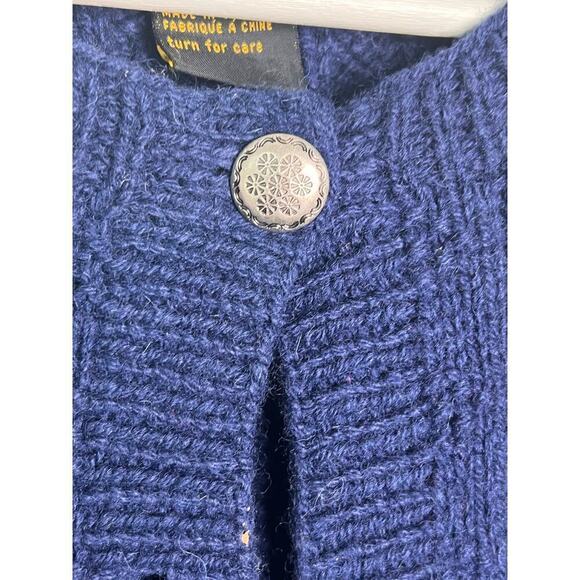 Vintage Eddie Bauer 1989 100% Wool Knit Cardigan Sweater Navy Blue Size S - Picture 4 of 6